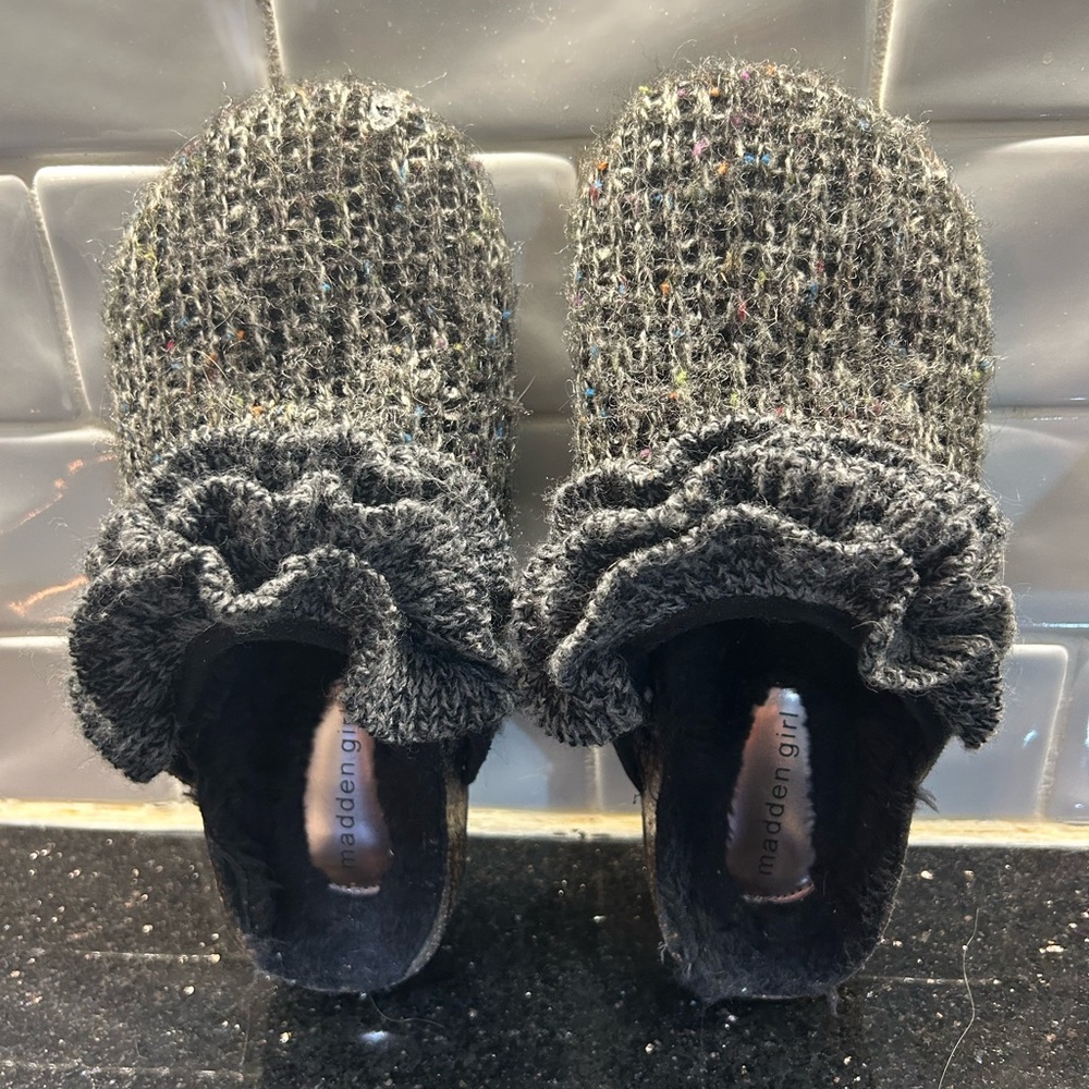 Madden Girl Charcoal Knit Slip-Ons